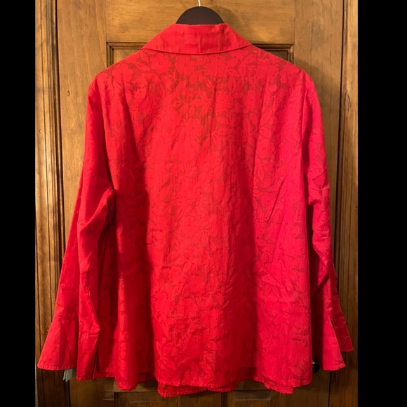 True Beauty by Emme sheer floral blouse red ; 18 - Picture 4 of 12
